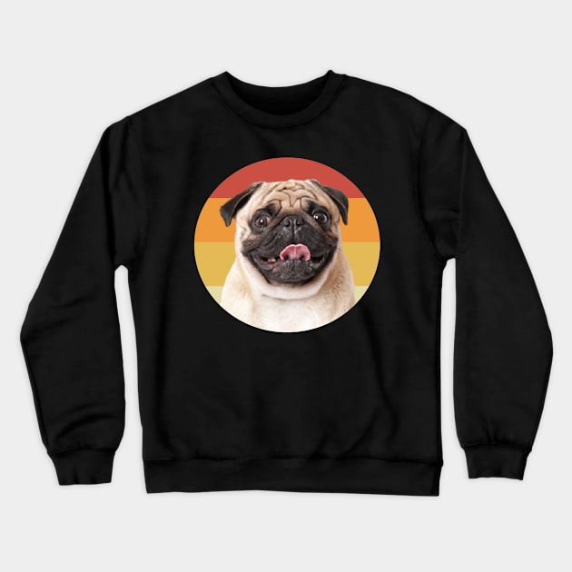 pug vintage retro face dog Crewneck Sweatshirt by T-shirt verkaufen